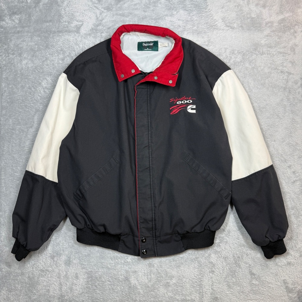 Vintage Dunbrooke Cummins Signature 600 Jacket Mens XL Black Bomber Racing 90s